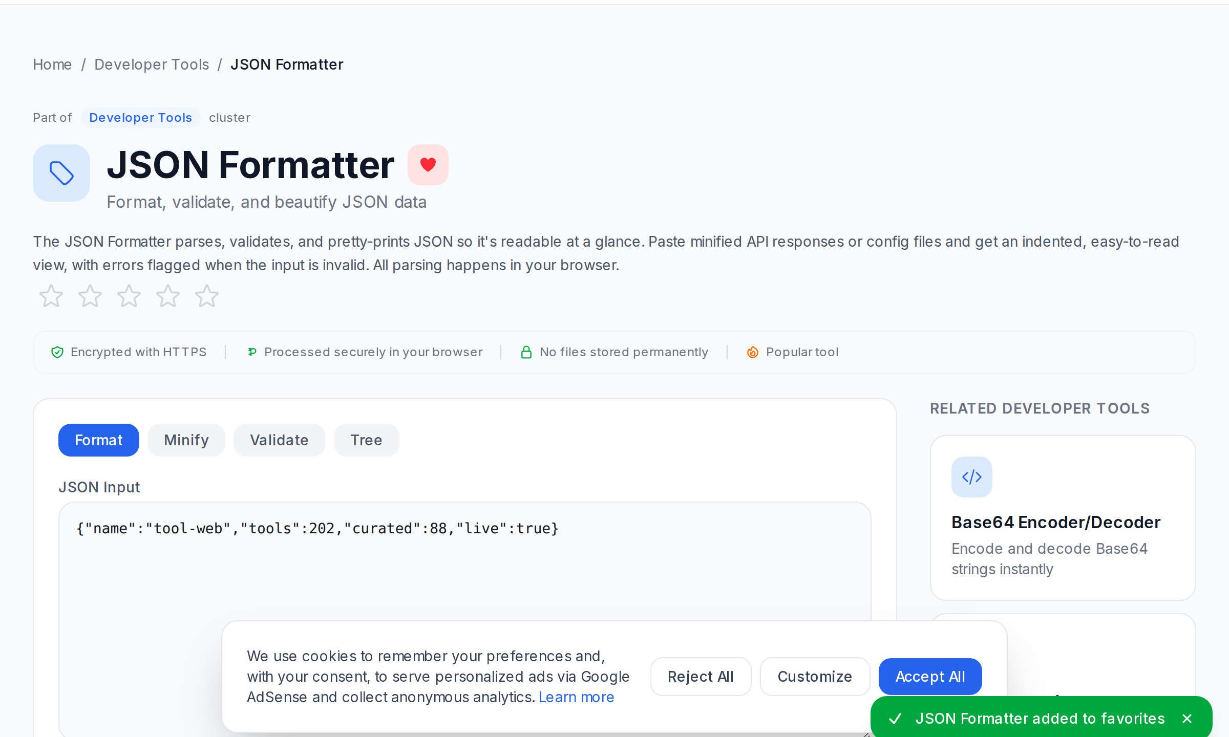 JSON Formatter turning a compact API payload into readable indented JSON